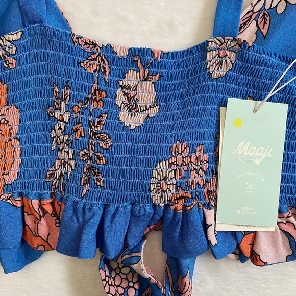 Maaji Floret Kelsey Cover-Up Top, Blue/Orange/Pink Floral, Medium, NWT - Picture 10 of 16